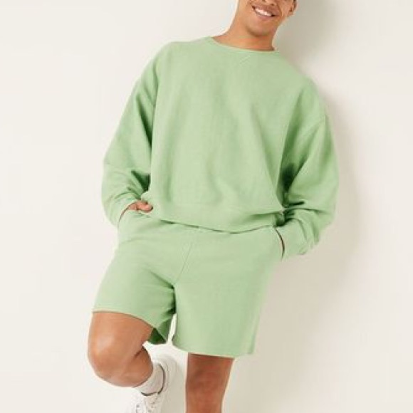 NWT VS Pink Heavyweight Rib Crew Sweatshirt - Lime Green - Picture 3 of 9